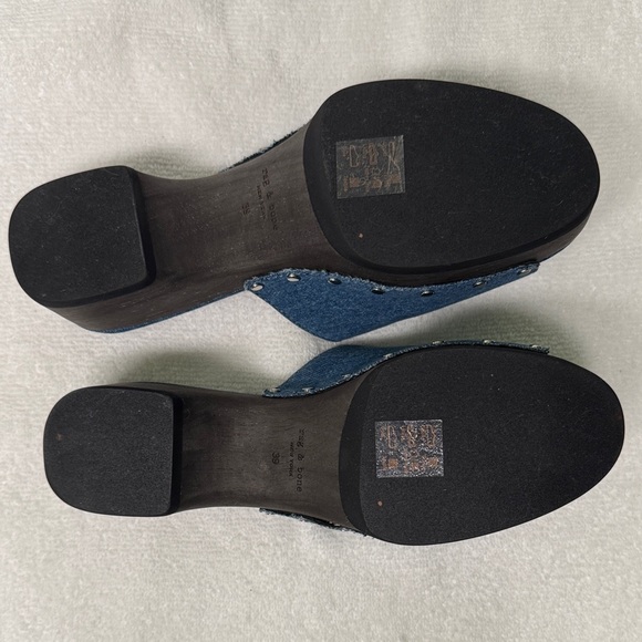 Rag & Bone Mara Blue Denim Platform Clogs Size 39 or US 9 - Picture 11 of 16